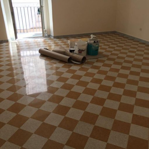 Cantiere di via maddalena nei Quartieri Spagnoli Ripristino mosaico pavimento